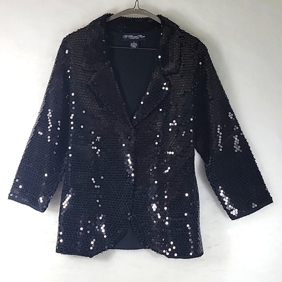 My Favorite Things by Colleen Lopez Classic Button Down Sequined Jacket Size M - Picture 1 of 7